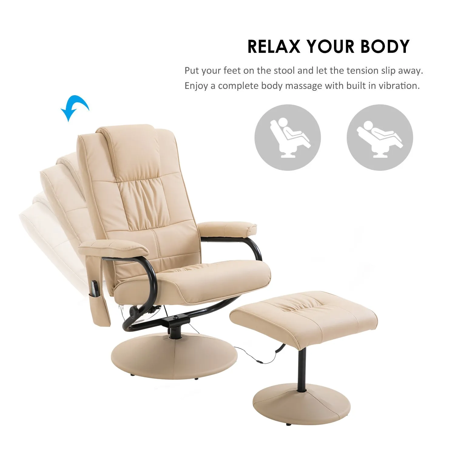 Massage Recliner Chair With Ottoman Set