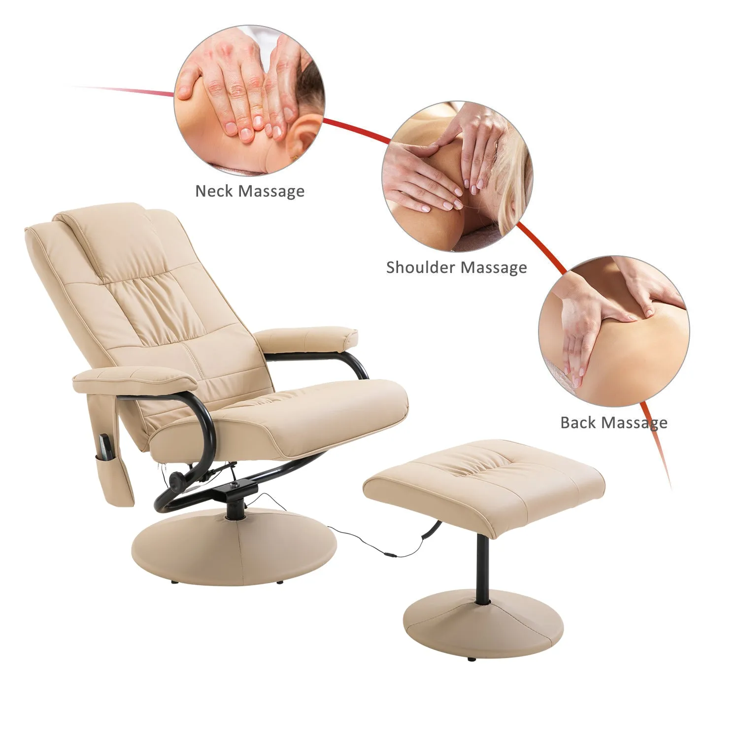 Massage Recliner Chair With Ottoman Set