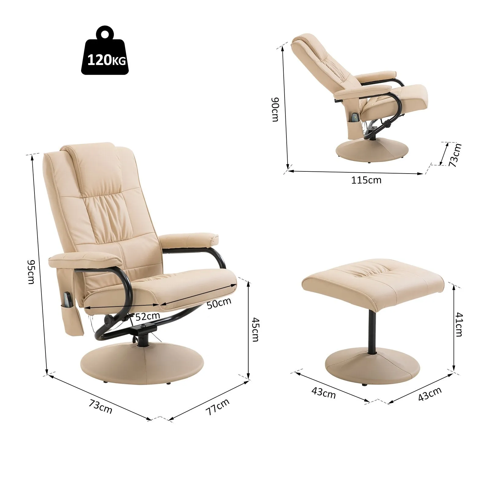Massage Recliner Chair With Ottoman Set