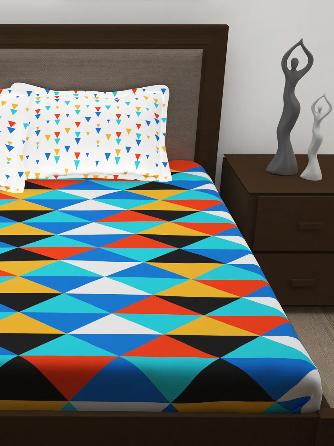 Metro 186 TC 100% Cotton Blue Double Bedsheet