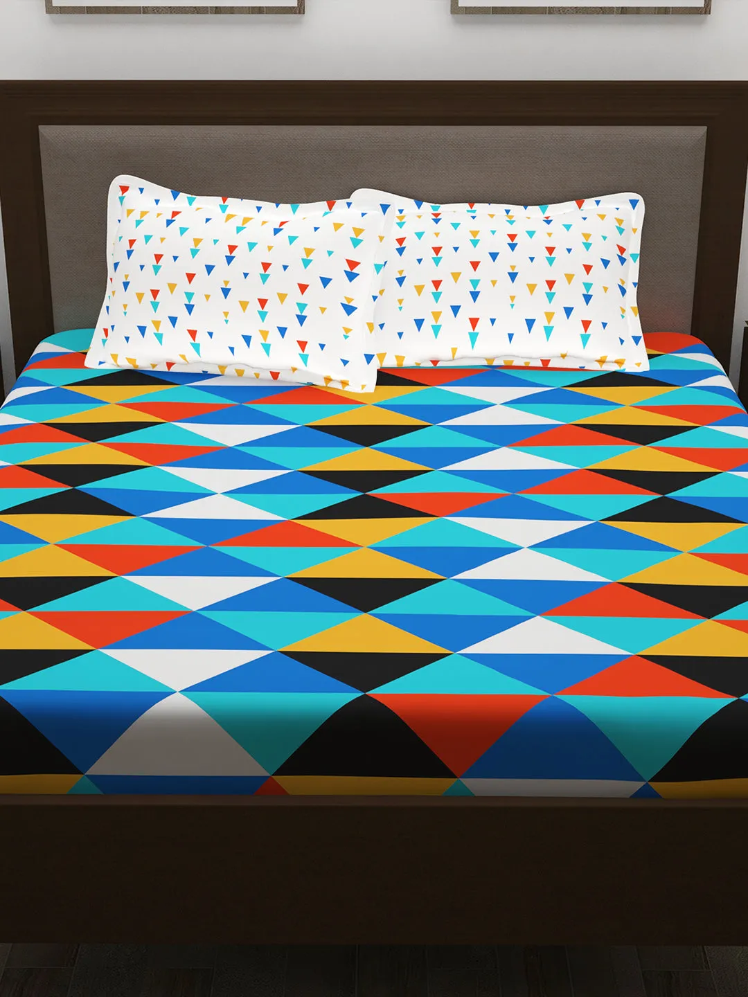 Metro 186 TC 100% Cotton Blue Double Bedsheet