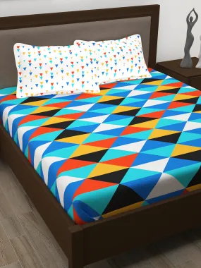 Metro 186 TC 100% Cotton Blue Double Bedsheet