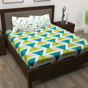 Metro 186 TC 100% Cotton Teal Blue King Size Bedsheet with 2 Pillow Covers