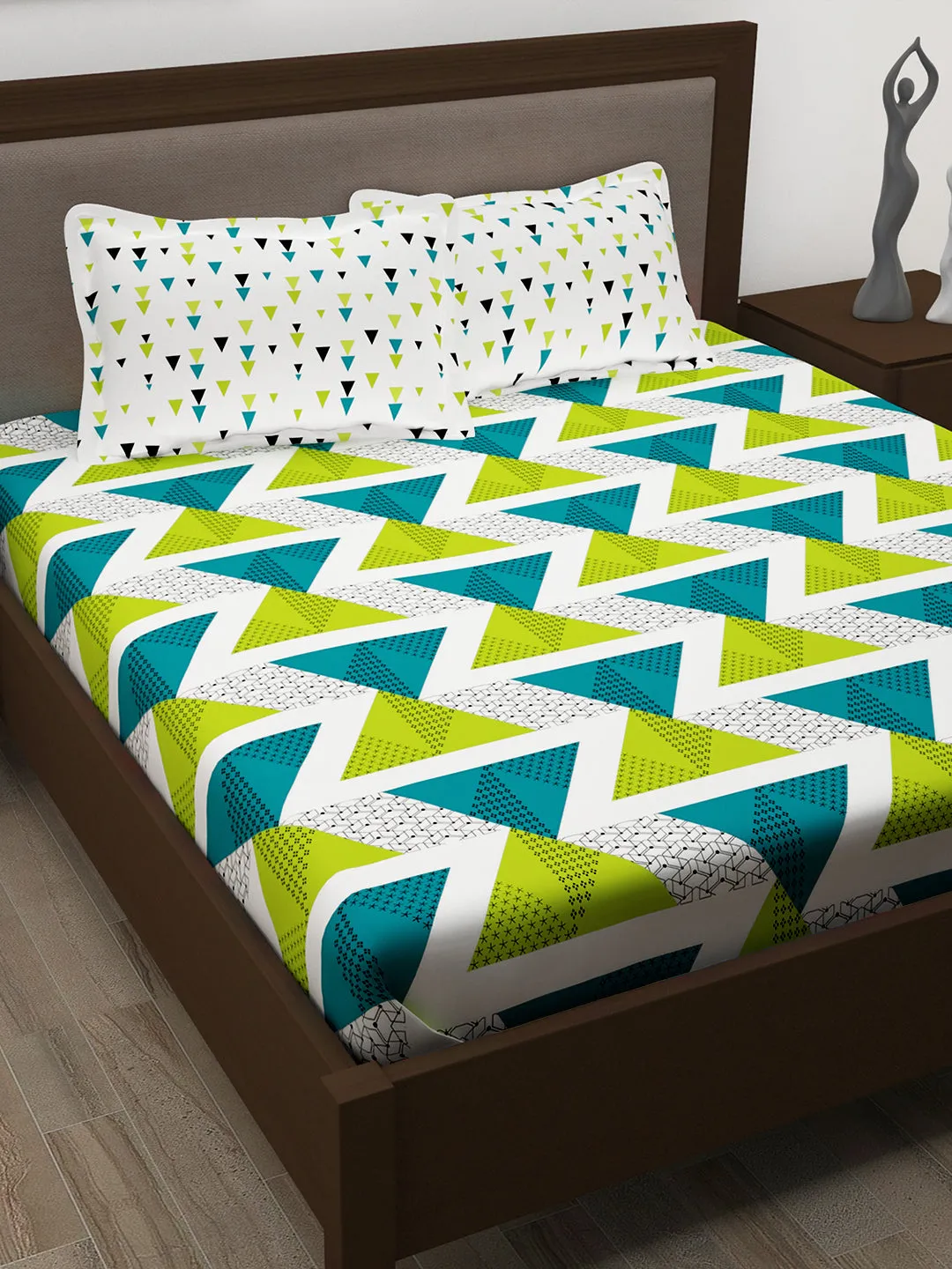 Metro 186 TC 100% Teal Blue Double Bedsheet