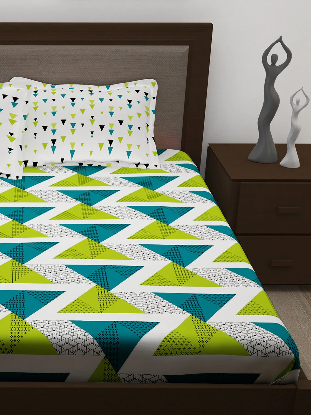 Metro 186 TC 100% Teal Blue Double Bedsheet