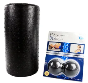 Mobility Kit - Firm - BakBalls (black, firm) and 12" black foam roller