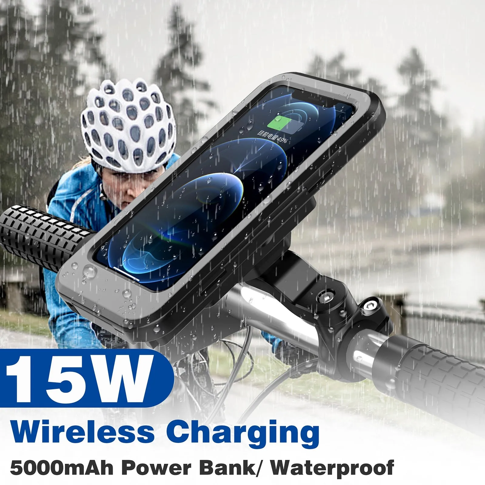 Motorcycle Bicycle Handlebar Phone Holder Wireless Charger
