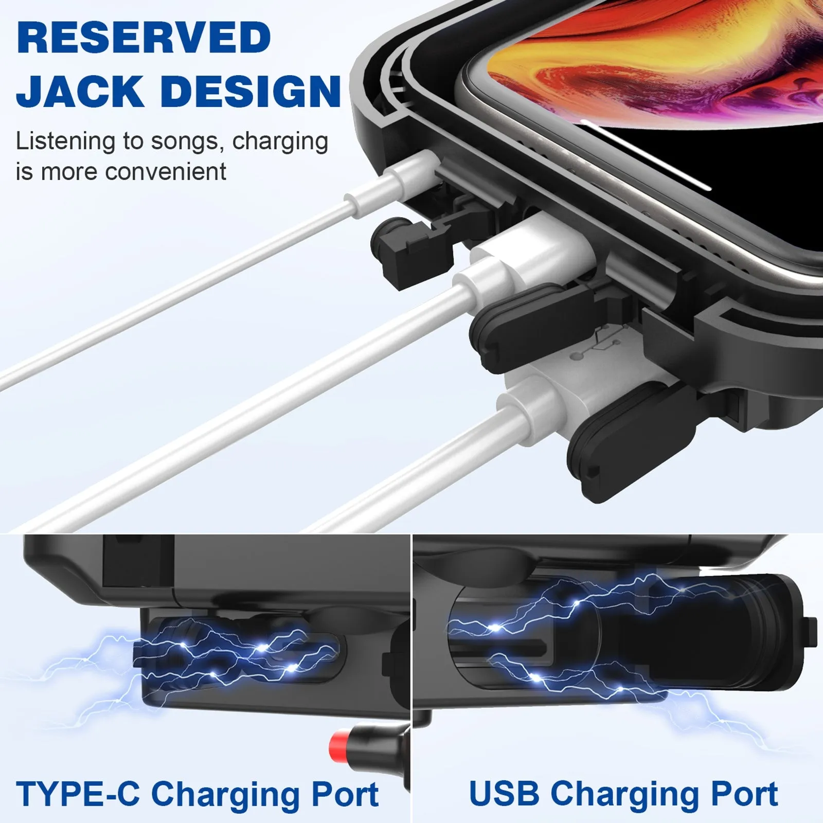 Motorcycle Bicycle Handlebar Phone Holder Wireless Charger