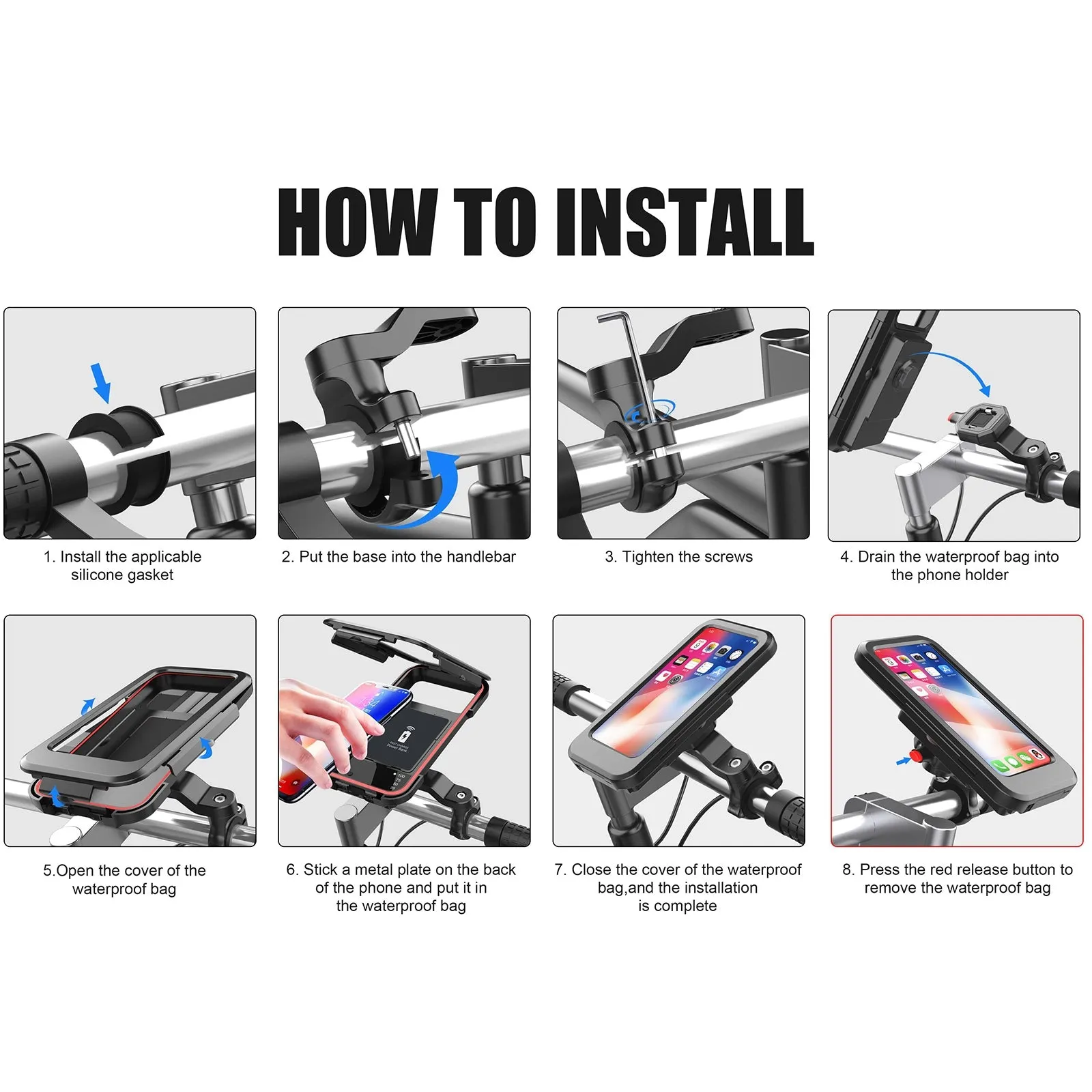 Motorcycle Bicycle Handlebar Phone Holder Wireless Charger