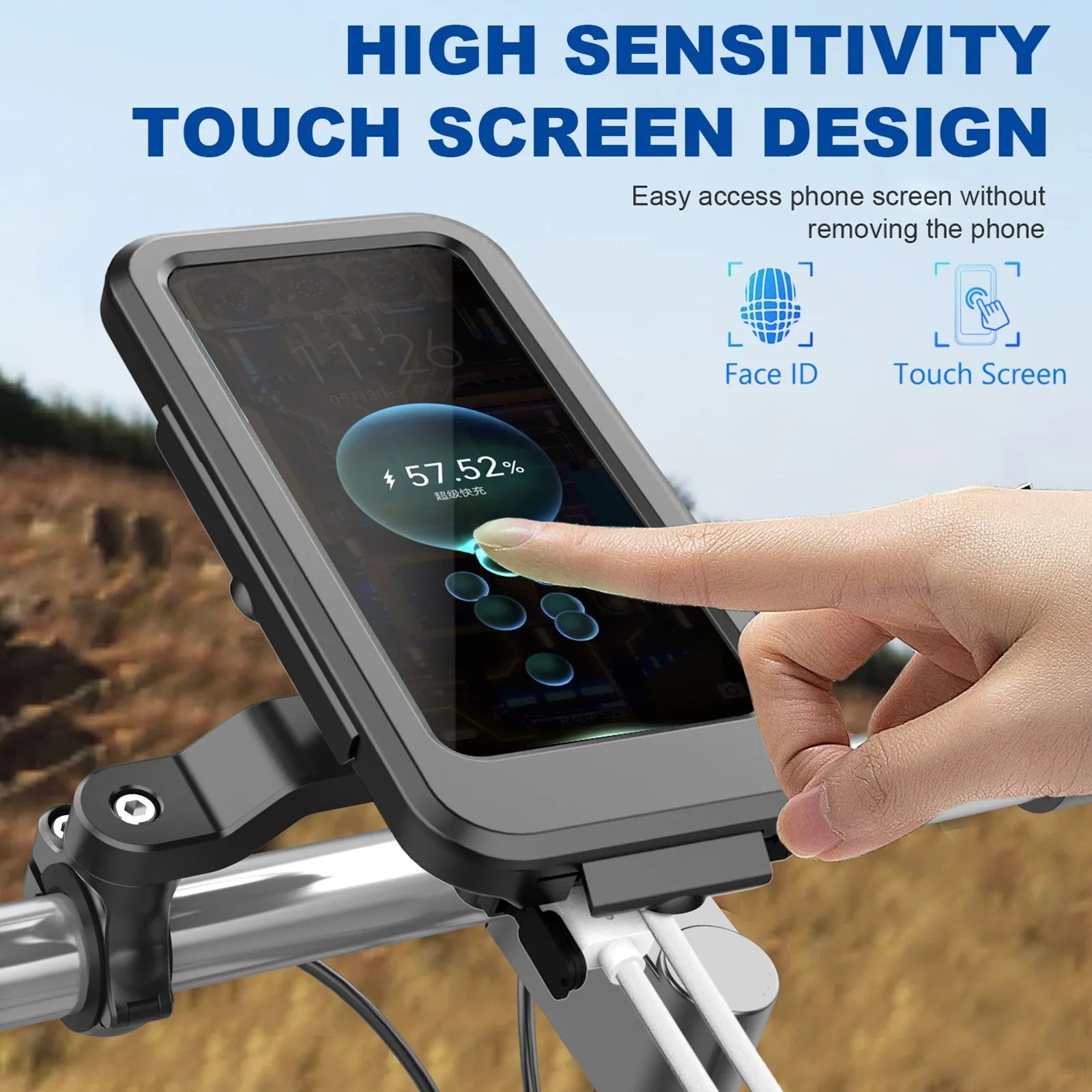 Motorcycle Bicycle Handlebar Phone Holder Wireless Charger