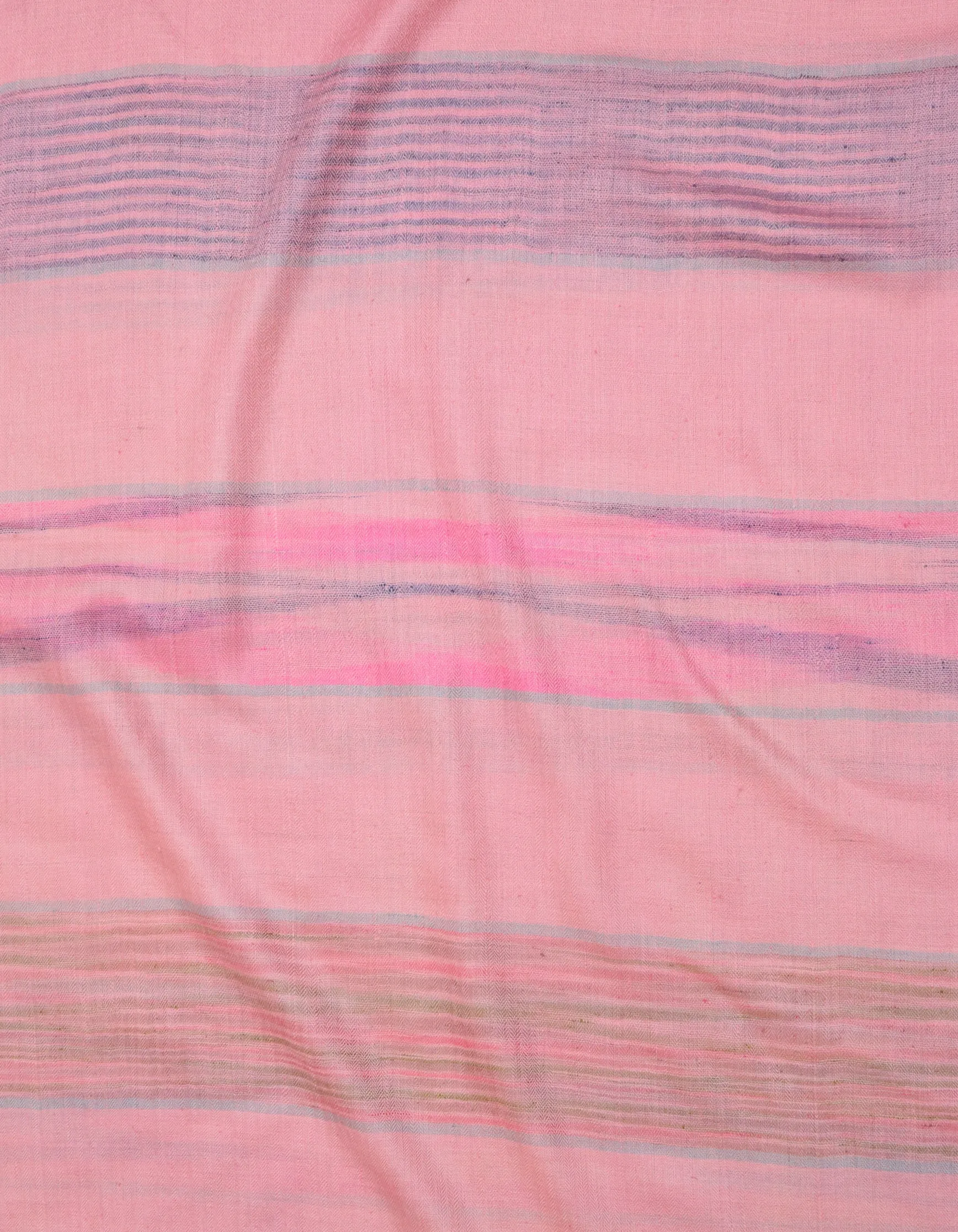 Multi-Pattern Pink Stripes Handwoven Cashmere Pashmina Stole