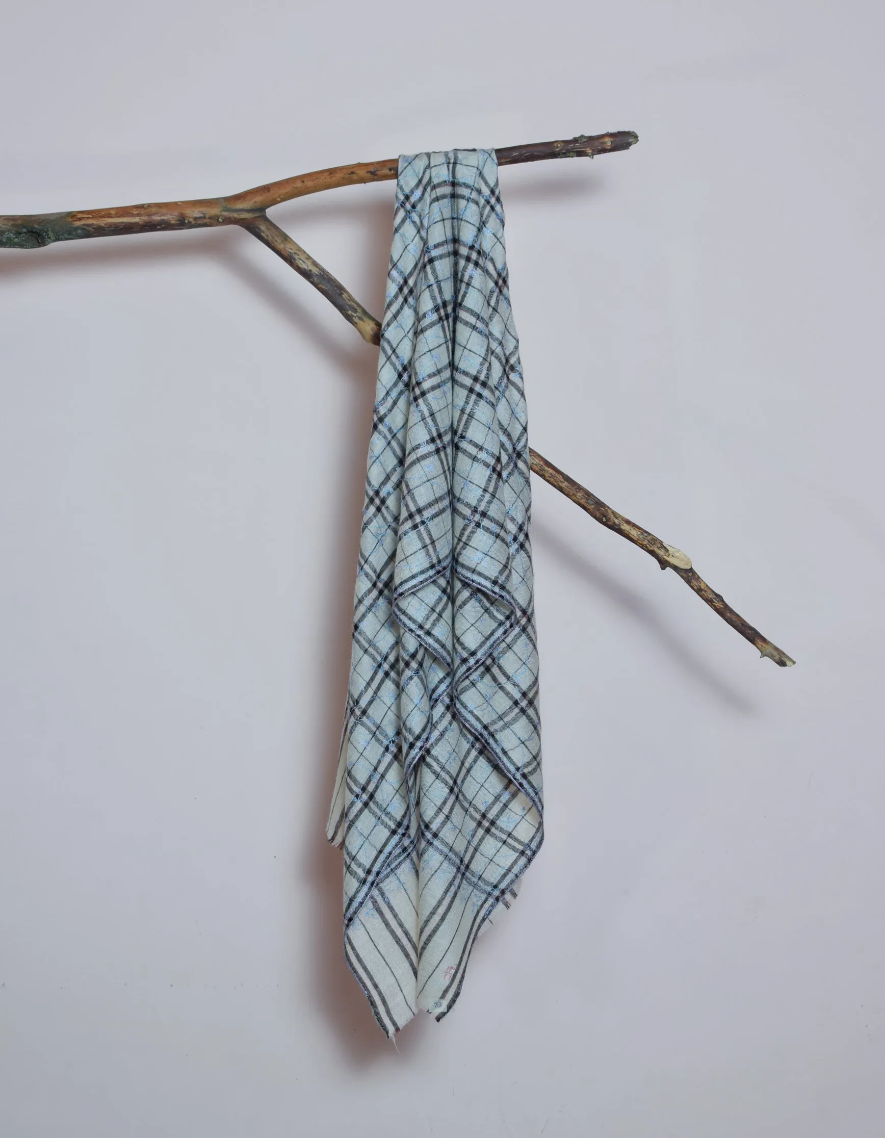 Natural Cream Handwoven Pastel Embroidered Cashmere Pashmina Stole