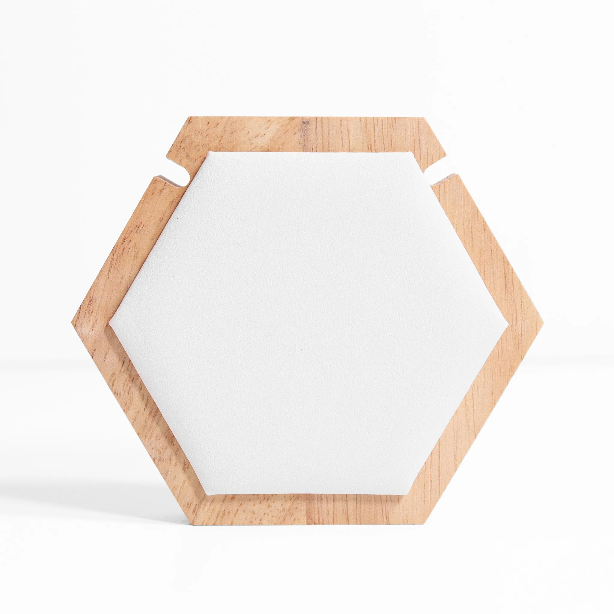 Natural Wood & Leather 1 Unit Hexagon Necklace Display / DSP0031