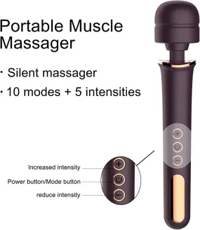 New sealed Electric Massager with 10 Modes, MANFLY Rechargeable Handheld Back Massager (Purple)