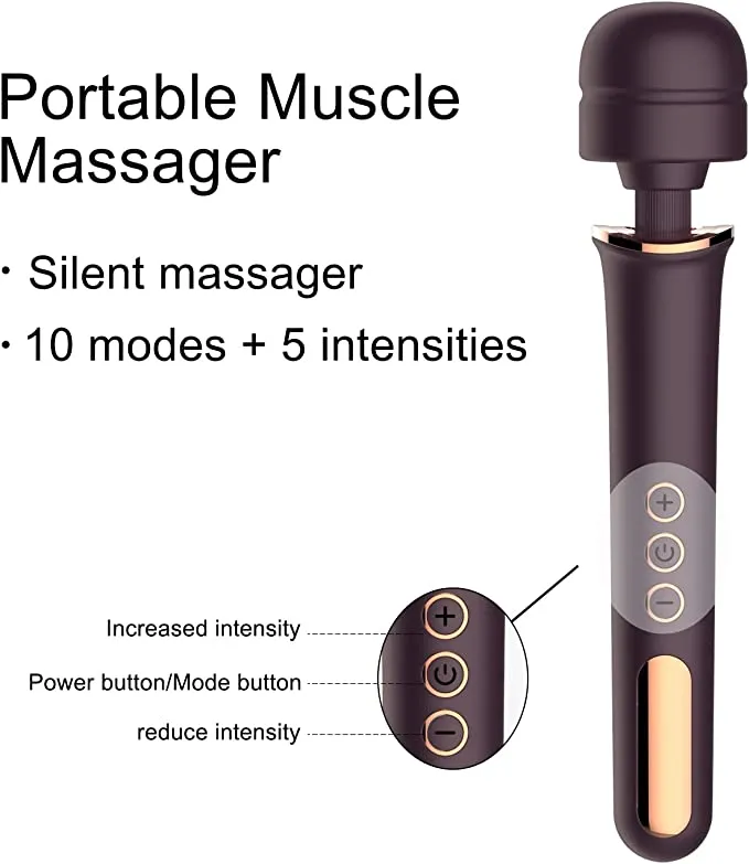 New sealed Electric Massager with 10 Modes, MANFLY Rechargeable Handheld Back Massager (Purple)