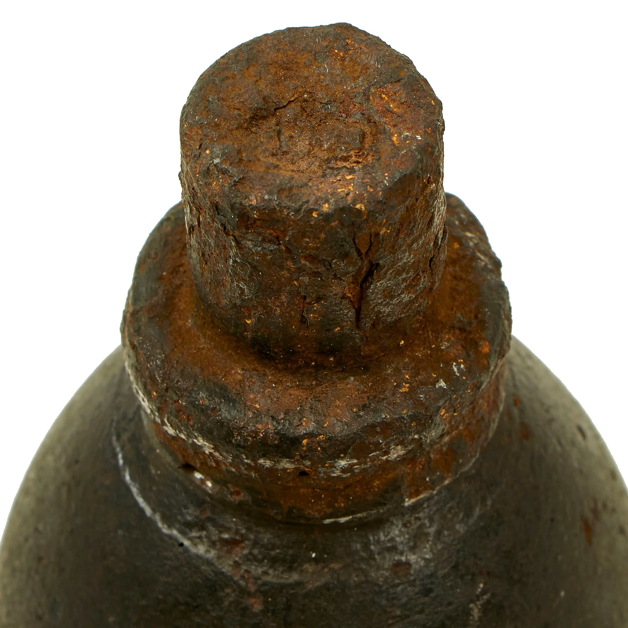 Original Dutch WWII Inert Eihandgranaat No.1 “Egg” Grenade With Transport Cap and Base Plug - Recovered From German Bunker In Holland
