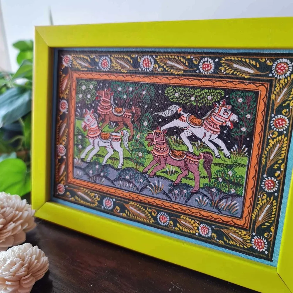 Pattachitra Ashwa Noir Painting (S)