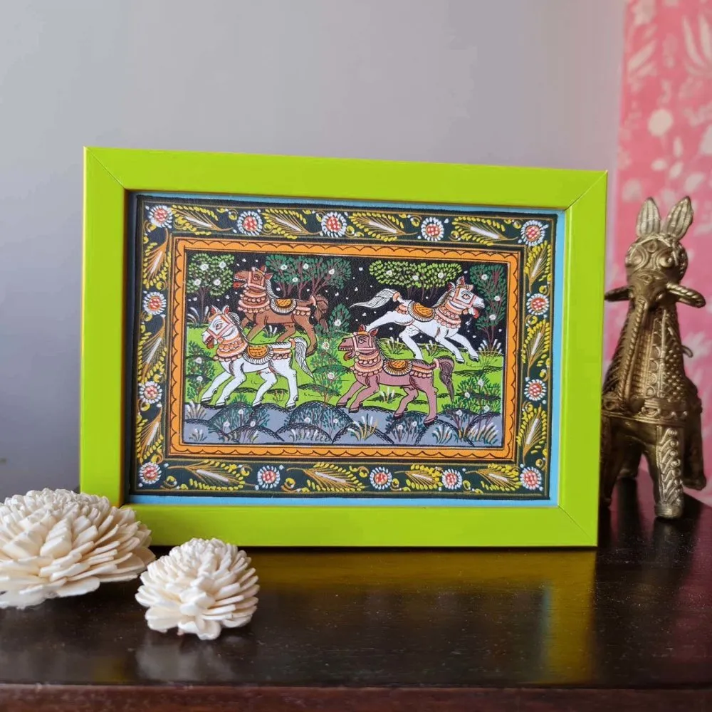 Pattachitra Ashwa Noir Painting (S)