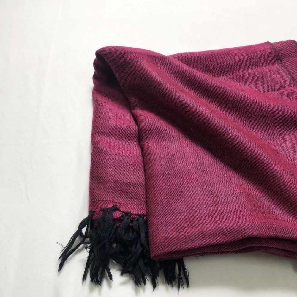 Pink & Black Handwoven Merino Wool Shawl