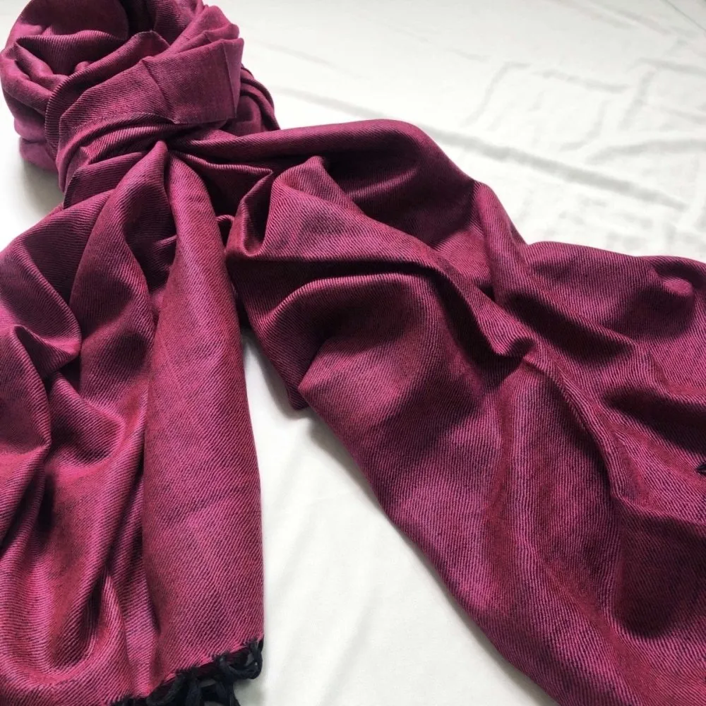 Pink & Black Handwoven Merino Wool Shawl