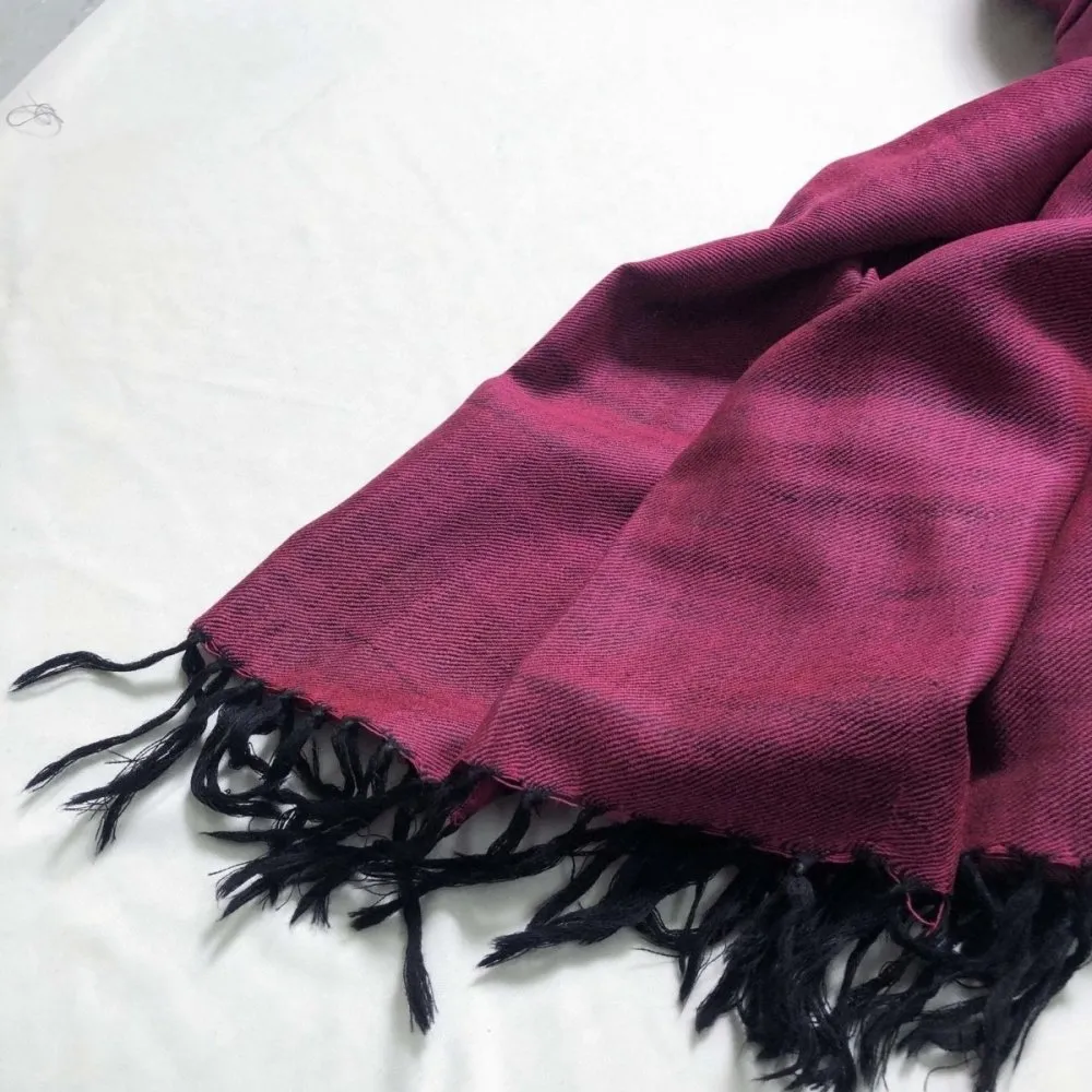 Pink & Black Handwoven Merino Wool Shawl