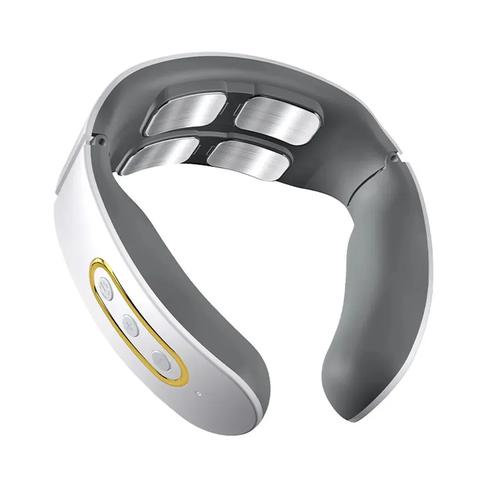 Portable Electric Neck Massager Pulse Back 6 Modes Voice broadcast Heating Pain Relief Neck  Kneading Massager