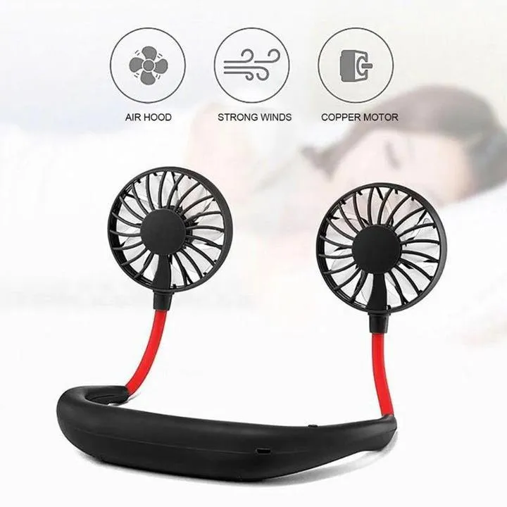 Portable Hanging Neck Sports Fan - Mini USB Portable Neckband With Rechargeable Battery Small Air Cooler Conditioner