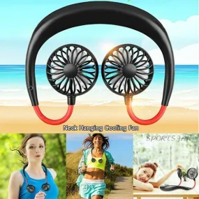 Portable Hanging Neck Sports Fan - Mini USB Portable Neckband With Rechargeable Battery Small Air Cooler Conditioner