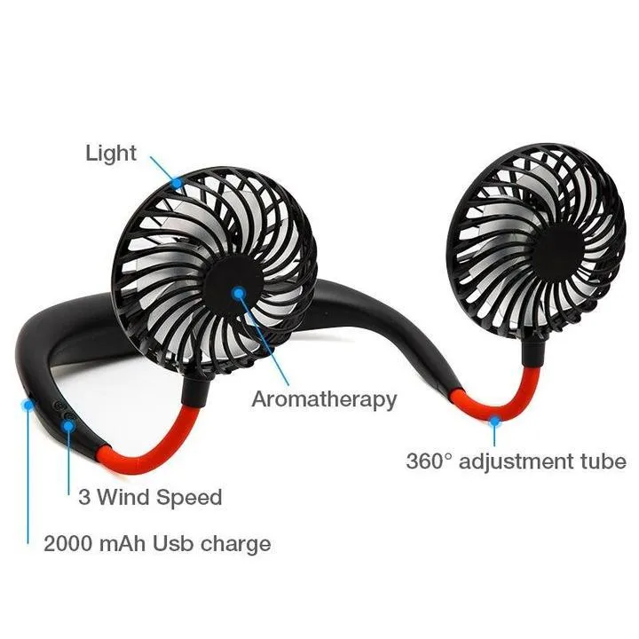Portable Hanging Neck Sports Fan - Mini USB Portable Neckband With Rechargeable Battery Small Air Cooler Conditioner