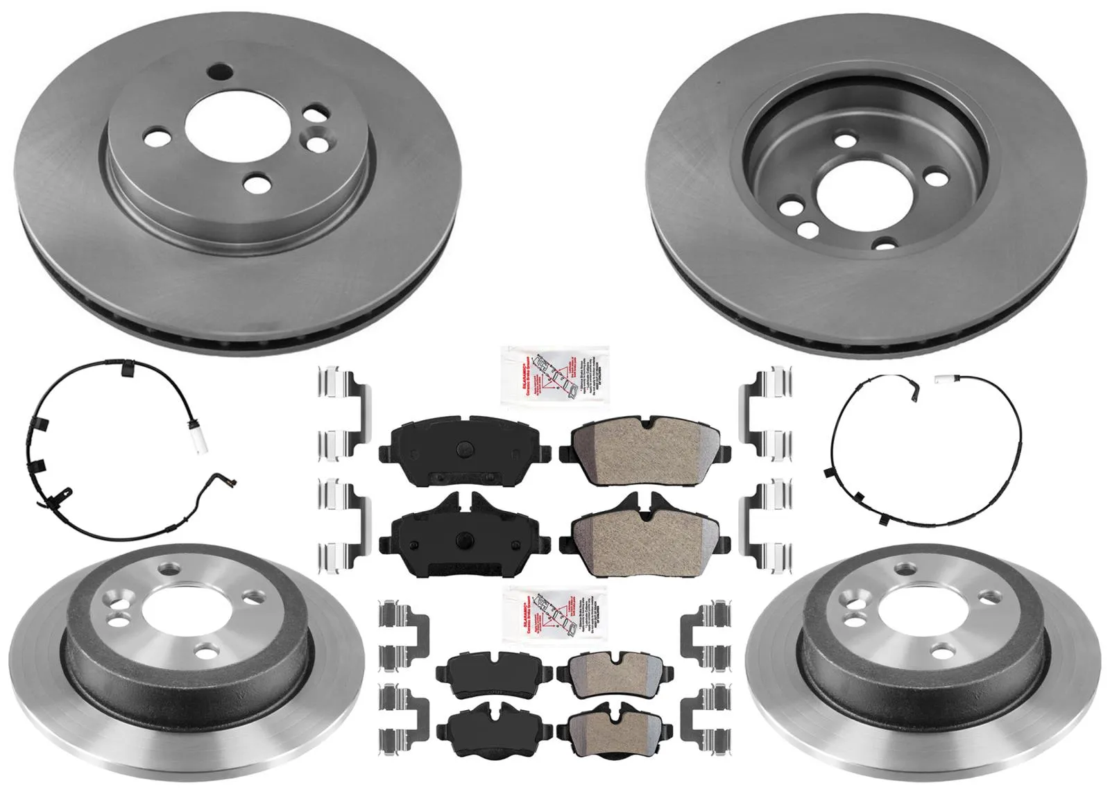 Premium F&R Disc Brake Rotors Pads Sensors for Mini Cooper Base 2009-2010