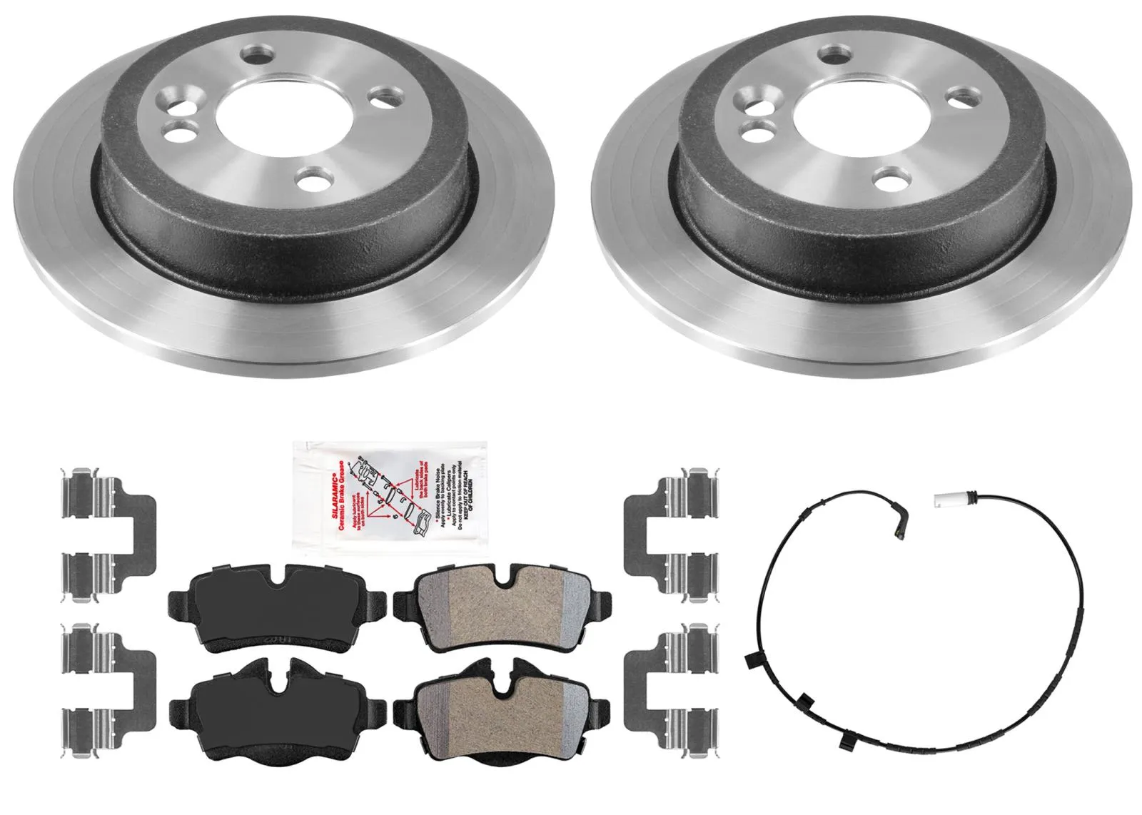Premium Rear Disc Brake Rotors Pads Sensors for Mini Cooper Base 2009-2010