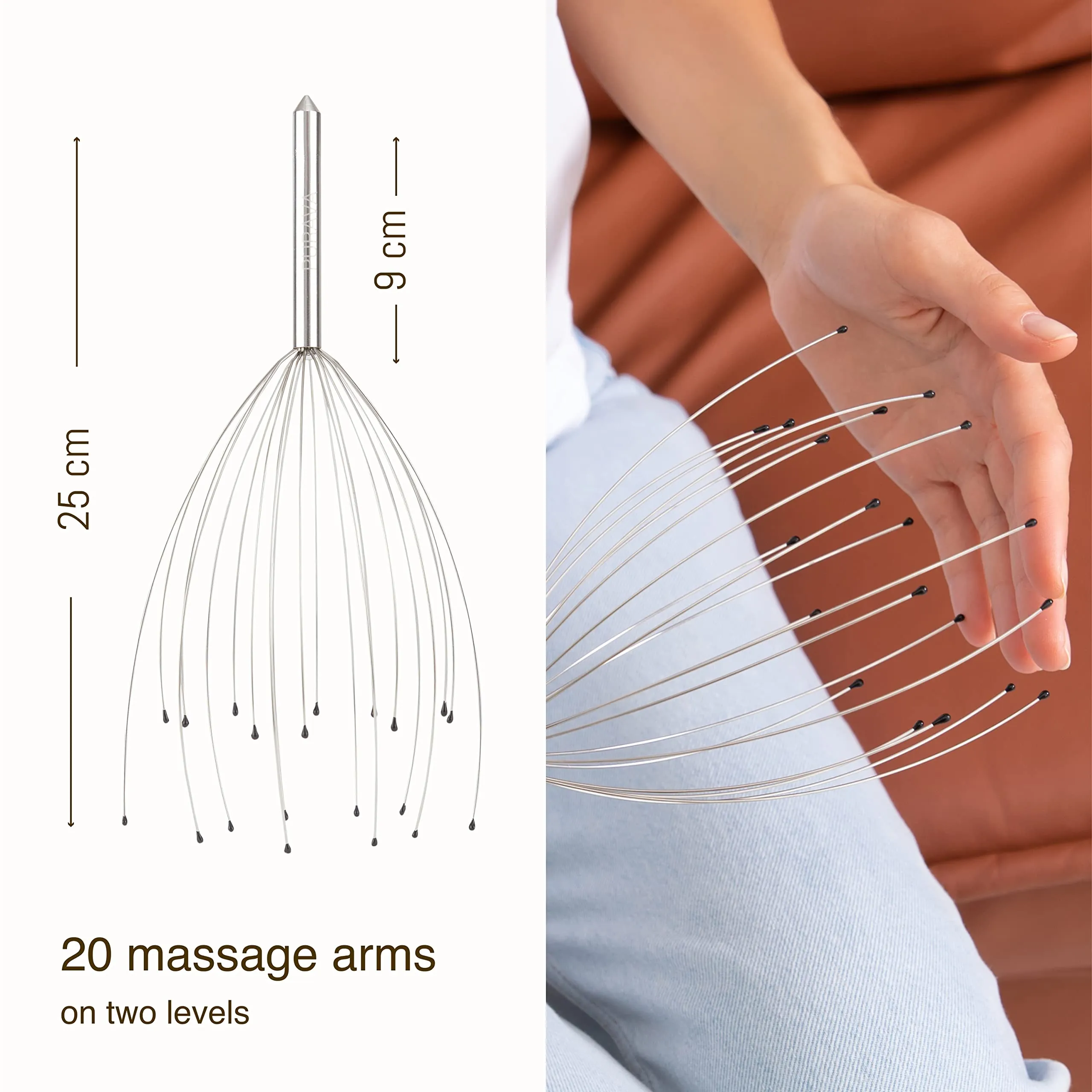 PURAVA (Original) Head Massager with Improved Design - Head Scratcher Massager with 20