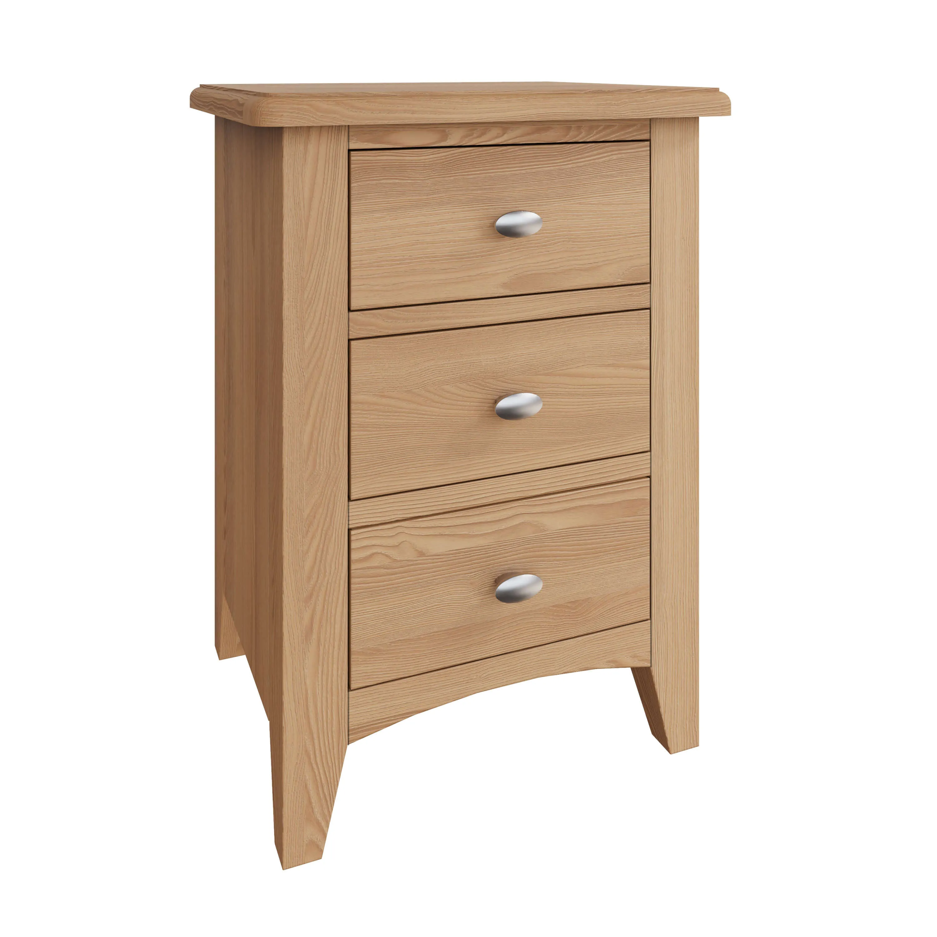 Rowan Oak 3 Drawer Bedside Table