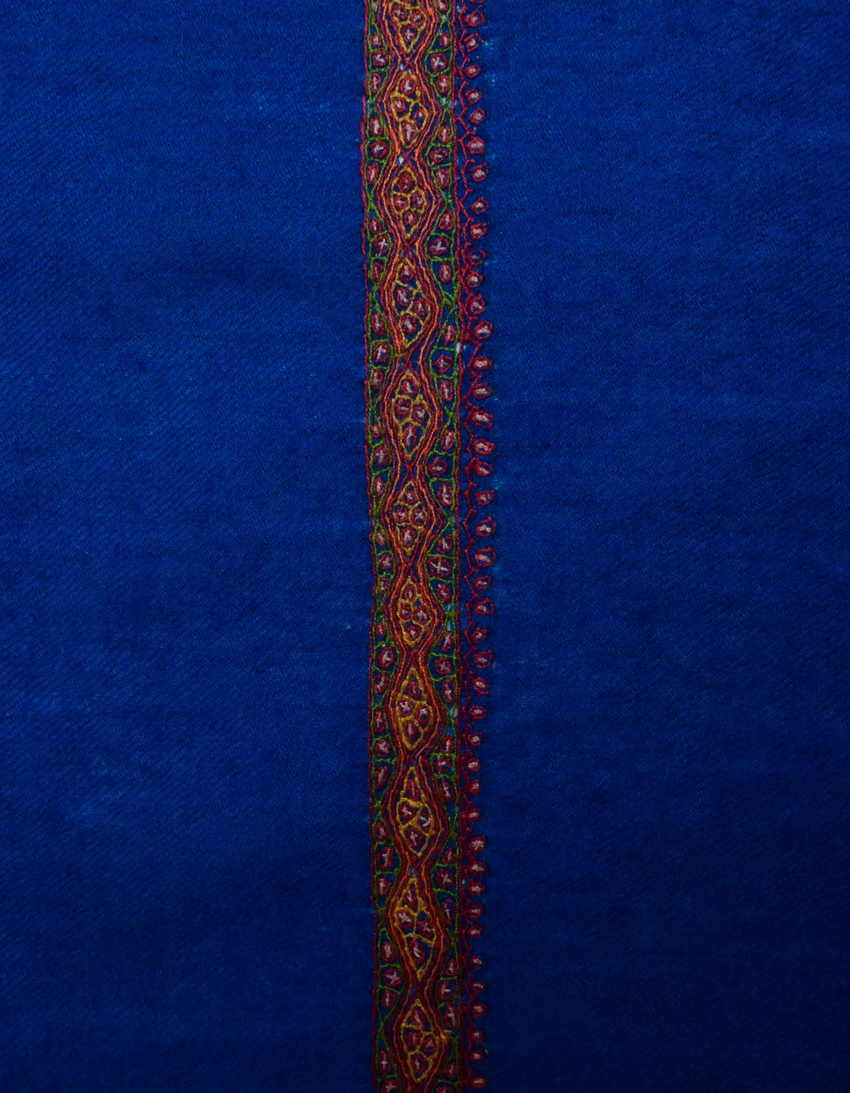Royal Blue Handwoven Sozni Border Embroidered Cashmere Pashmina Shawl