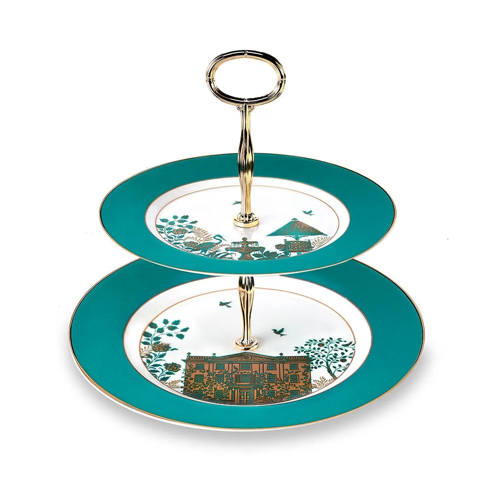 Royal Gardens Fine Bone China Two Tier Cake Stand