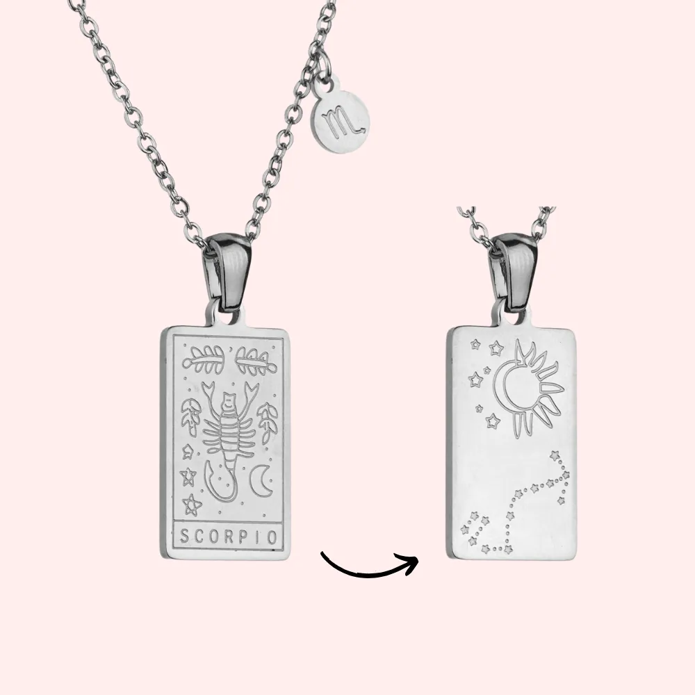 Scorpio Zodiac Tarot Card Necklace