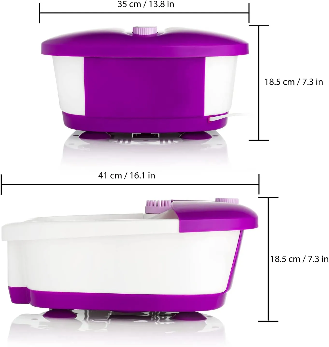 Sensio Spa Foot Spa Massager Pedicure Bath Nine accessories Pamper Your Feet with Heat Bubbles and Massaging Tools All In One Home Salon Therapeutic Massage Tub Pedicure Set White Purple