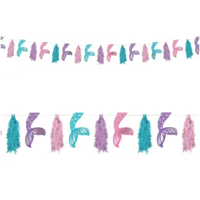 Shimmering Mermaids Glitter Pennant Tassel Garland Birthday Party Decoration