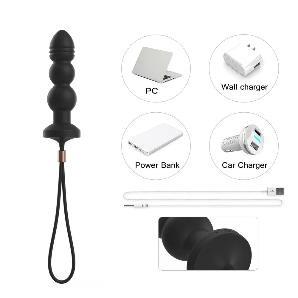 Silicone Vibrating Anal Beaded Plug