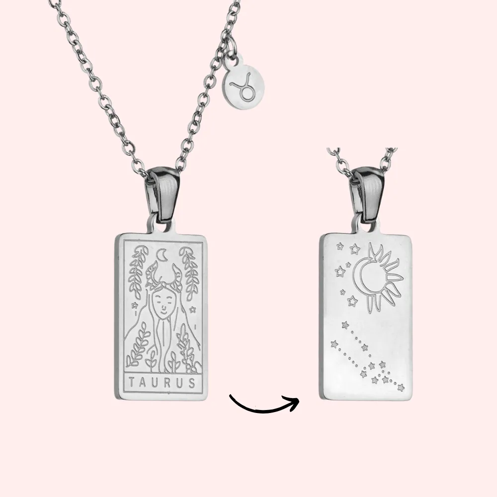 Taurus Zodiac Tarot Card Necklace