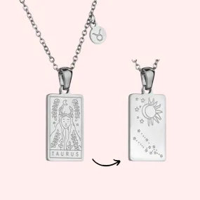 Taurus Zodiac Tarot Card Necklace