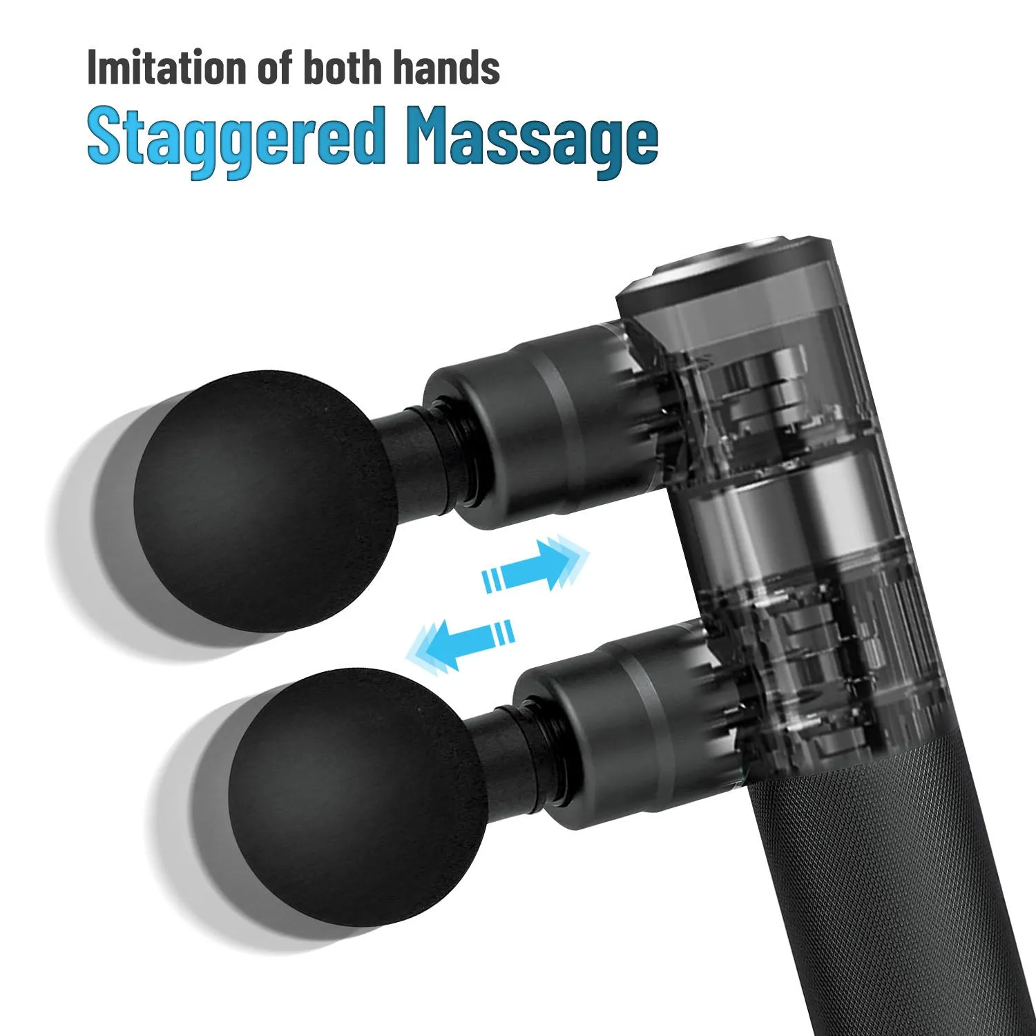 TRAKK Duo Double Head Percussion Massage Gun  Whisper Quiet - Deep Tissue Pain Relief with 8 Massage Heads High RPM vibrational Relaxation - Rechargeable Battery