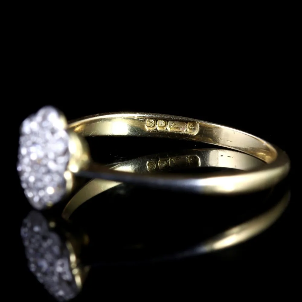 Vintage Diamond Cluster Ring 18Ct Gold Hallmarked Sheffield 1979