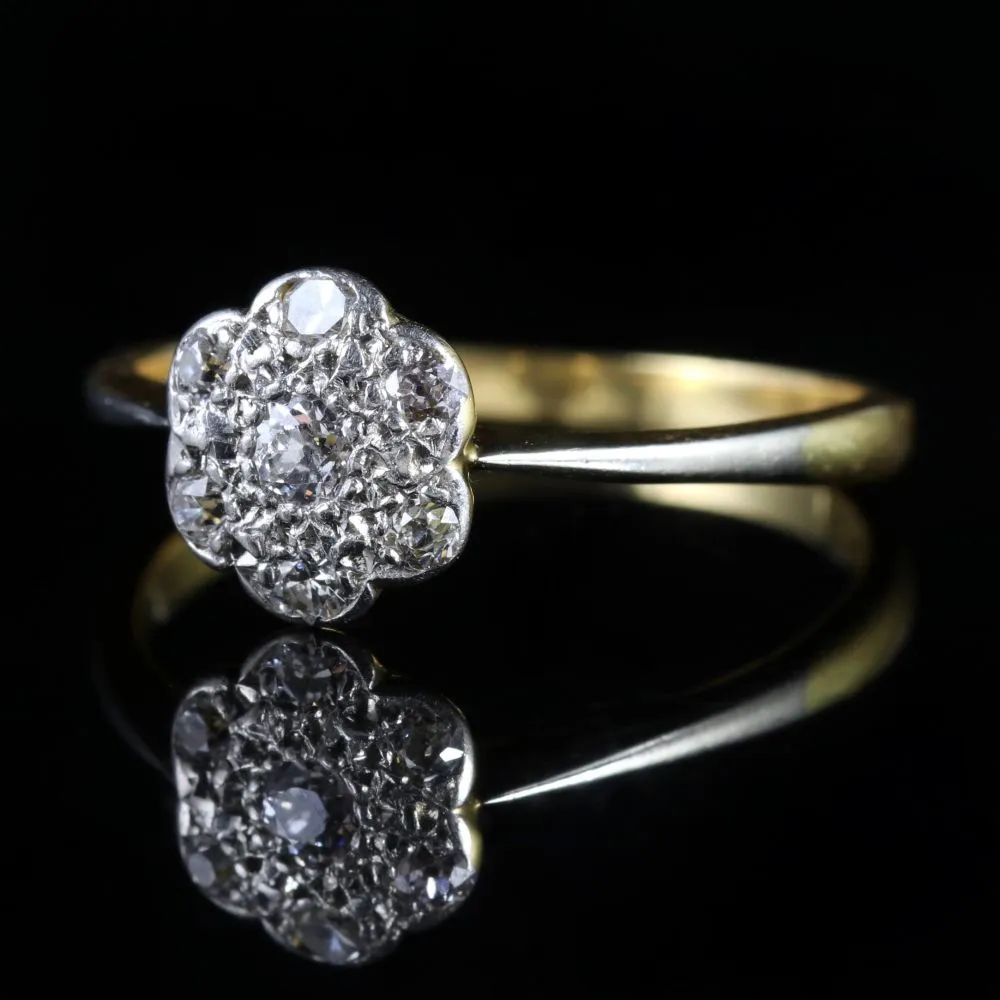 Vintage Diamond Cluster Ring 18Ct Gold Hallmarked Sheffield 1979