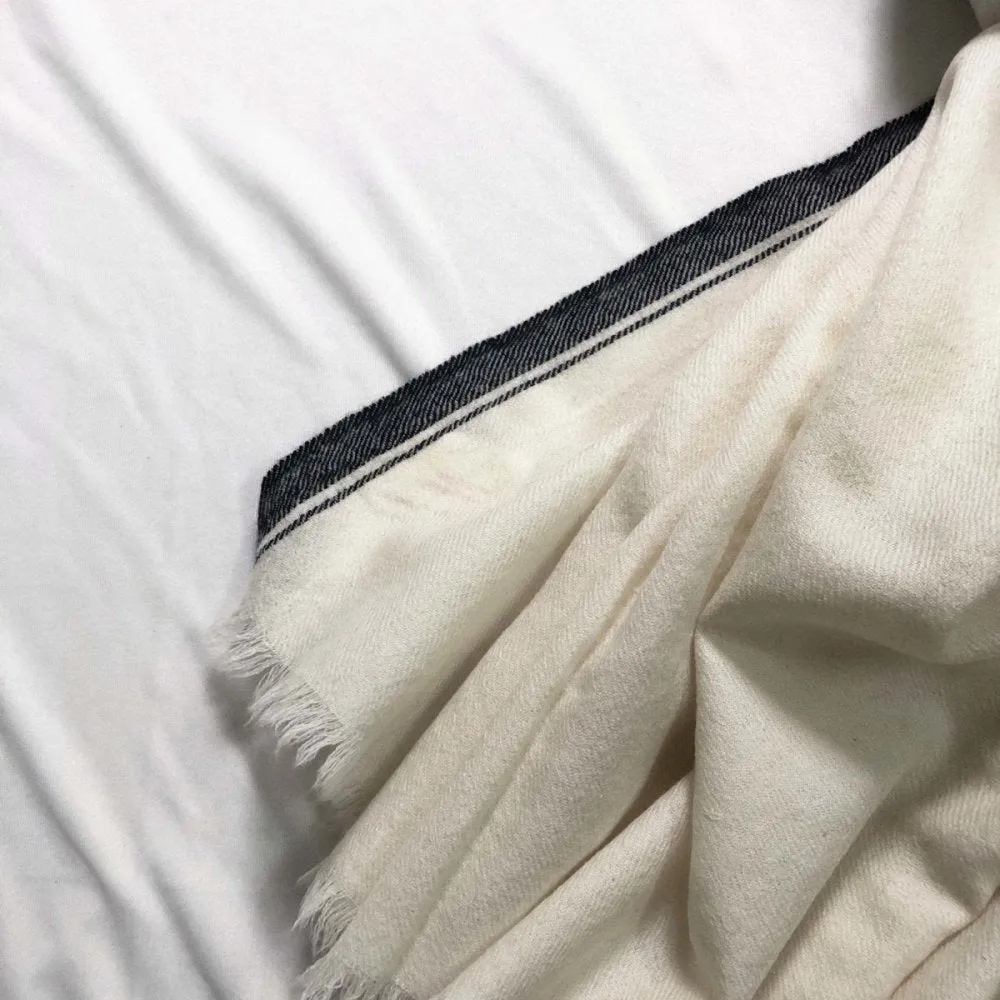 White & Black Fine Merino Wool Shawl