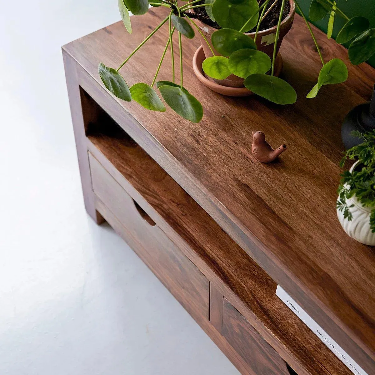 Wooden Twist Belleza Handmade Solid Sheesham Wood TV Unit for Living Room