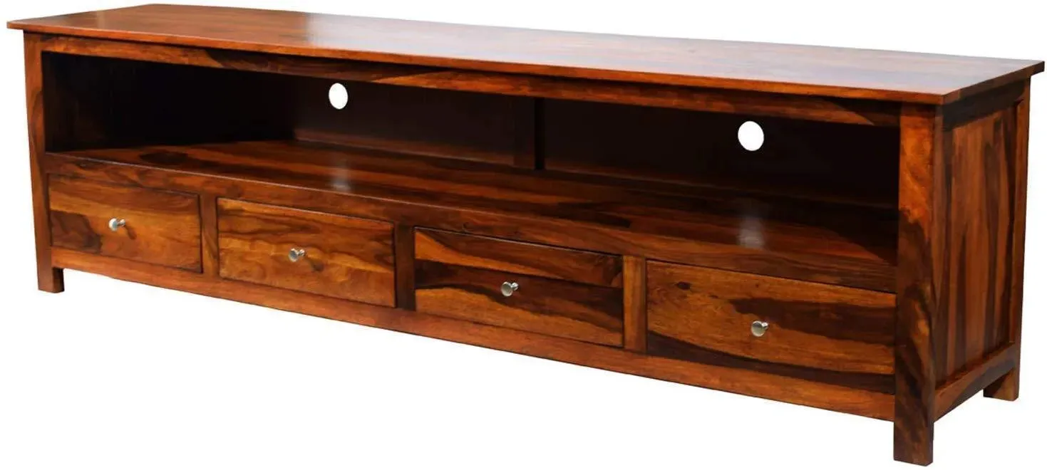 Wooden Twist Boton Solid Teak Wood TV Unit for Living Room