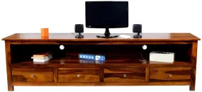 Wooden Twist Boton Solid Teak Wood TV Unit for Living Room