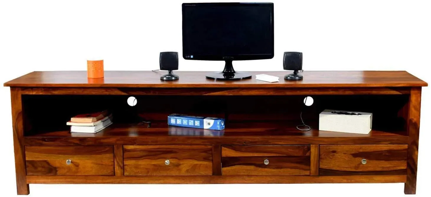 Wooden Twist Boton Solid Teak Wood TV Unit for Living Room