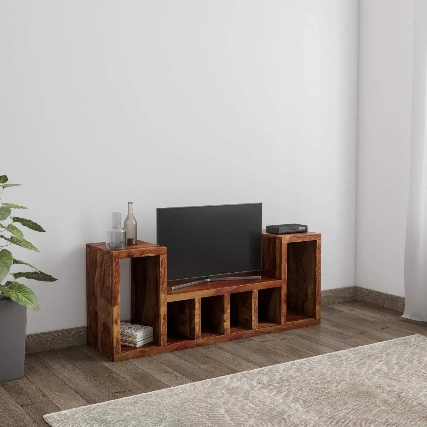 Wooden Twist CAJA Solid Sheesham Wood TV Unit for Living Room